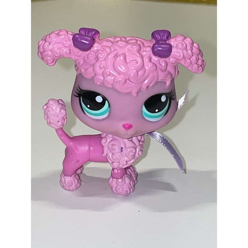 Littlest Pet Shop LPS Pink Poodle Dog Puppy Bows Collectible Toy Hasbro 3599